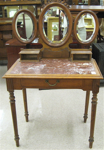 Appraisal: LOUIS XVI STYLE WALNUT DRESSING TABLE Austrian th century the