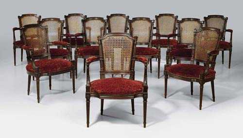 Appraisal: SET OF LARGE FAUTEUILS EN CABRIOLET Louis XVI style Paris