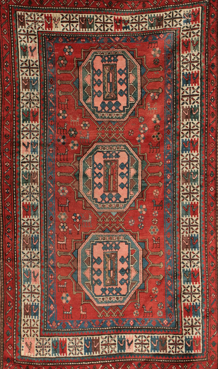 Appraisal: Kazak Rug Second Quarter th Century Red ground with animal