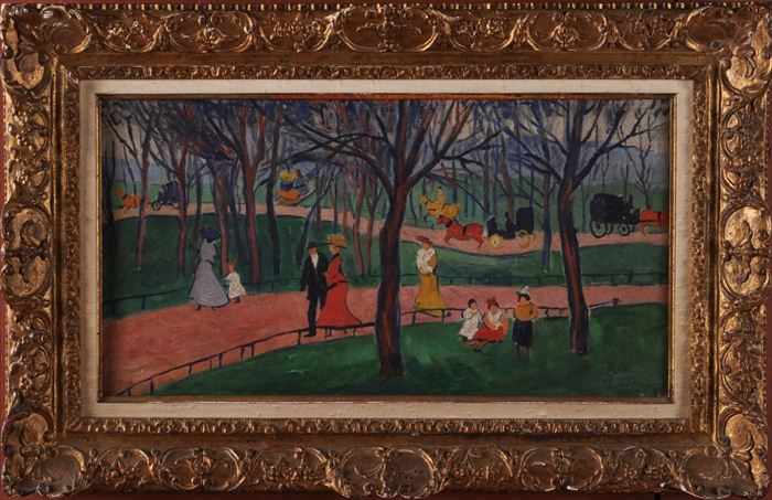 Appraisal: EUROPEAN SCHOOL PARK SCENE Oil on canvas x in indistictly