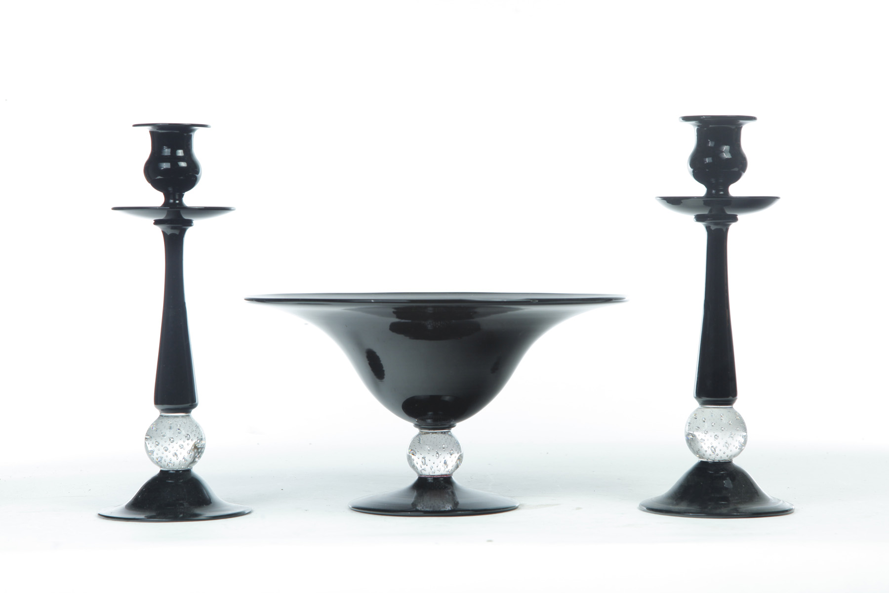 Appraisal: PAIRPOINT THREE-PIECE CONSOLE SET American st quarter- th century Black