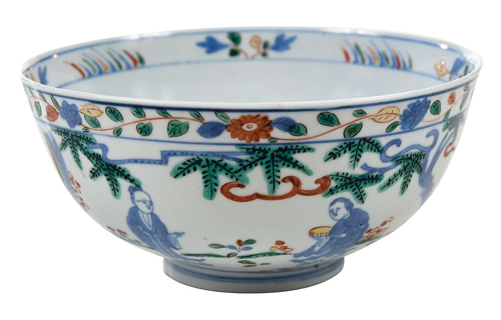 Appraisal: Chinese Wucai Decorated Porcelain Bowl underglaze blue Jiajing reign mark