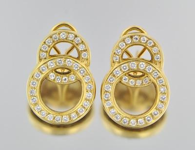 Appraisal: A Pair of k Gold and Diamond Earrings k yellow