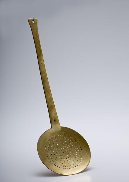 Appraisal: BRASS STRAINER MARKED RB English ca - impressed with makers