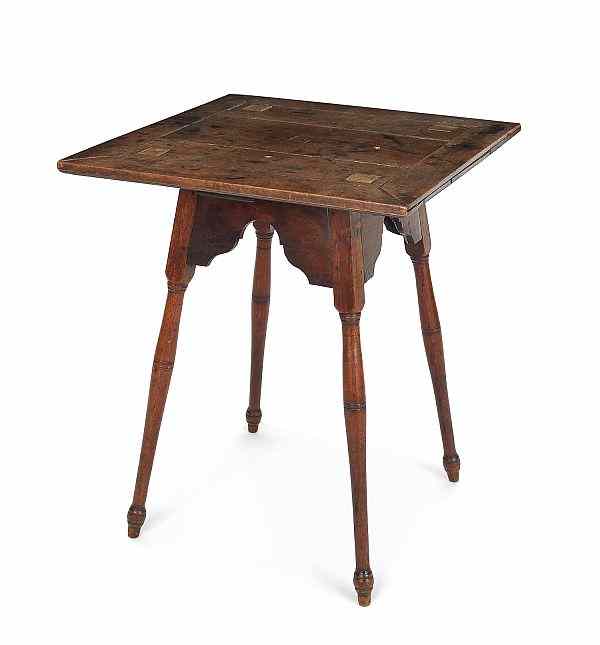 Appraisal: Pennsylvania walnut table late th c with a block inlaid