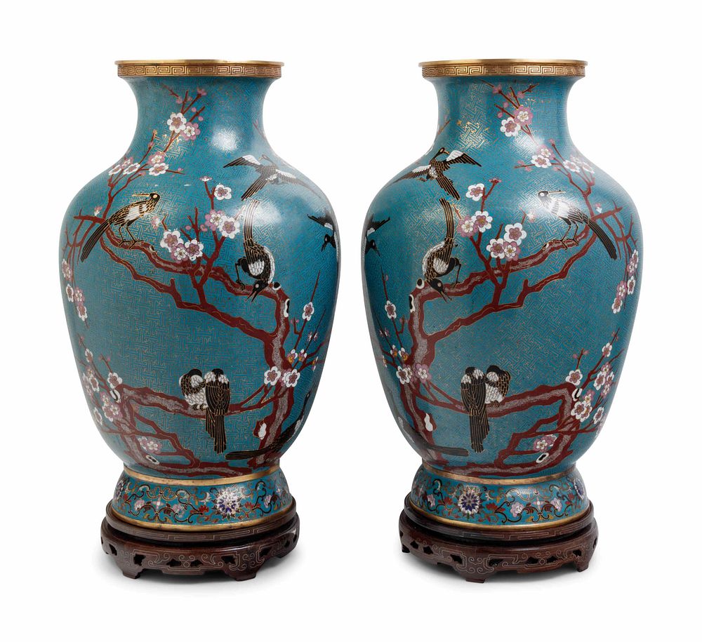 Appraisal: A Pair of Large Chinese Export Cloisonne Vases A Pair