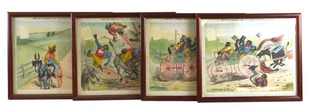 Appraisal: BLACK AMERICANA Four framed printers proofs on paper for tobacco