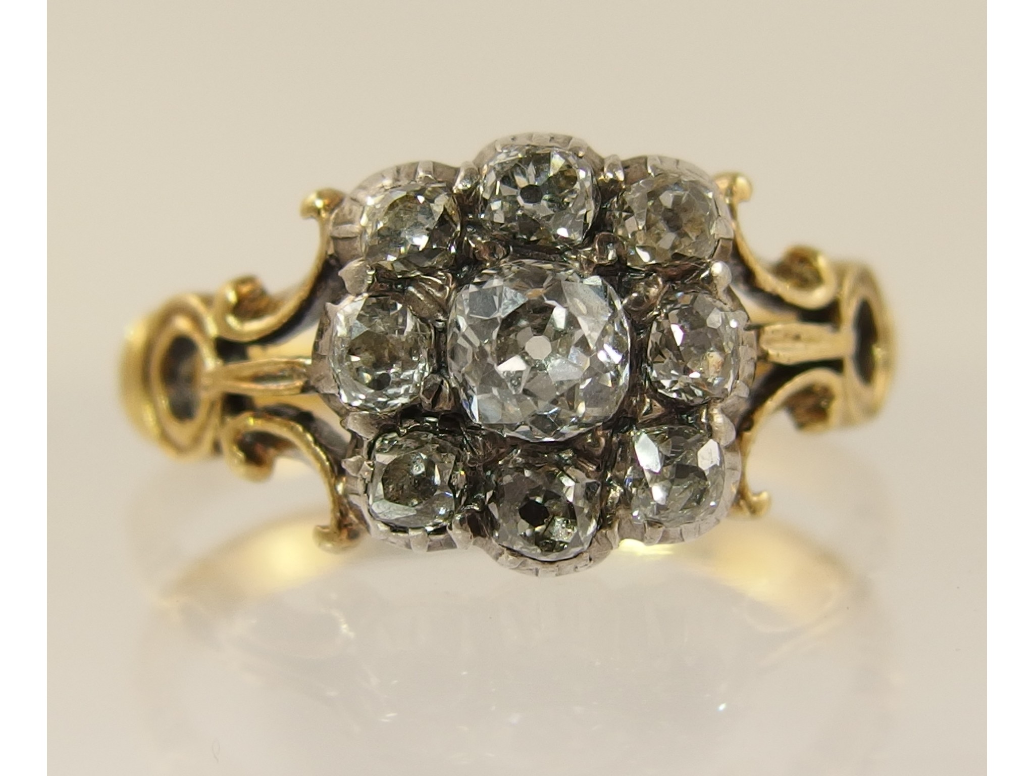 Appraisal: A Georgian diamond cluster ringthe central cushion cut diamond is