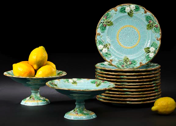 Appraisal: Fourteen-Piece Sarreguemines Majolica Dessert Service for Twelve Persons third quarter