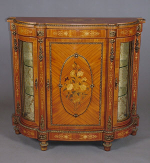 Appraisal: A Continental style inlaid and gilt metal side cabinet late