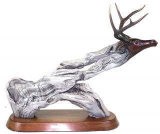 Appraisal: George Beach Deer Clan Bronze sculpture Drift wood theme DeerClan