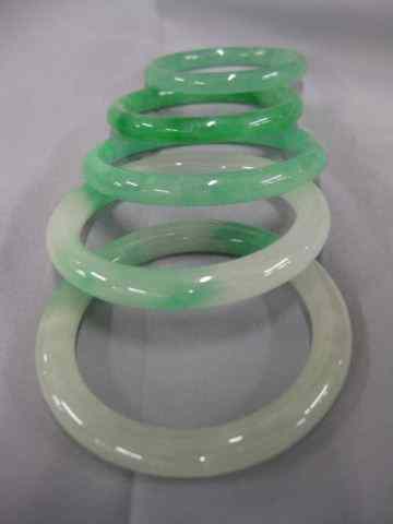 Appraisal: Jade Bangle Bracelet mixed greens white '' to '' diameter