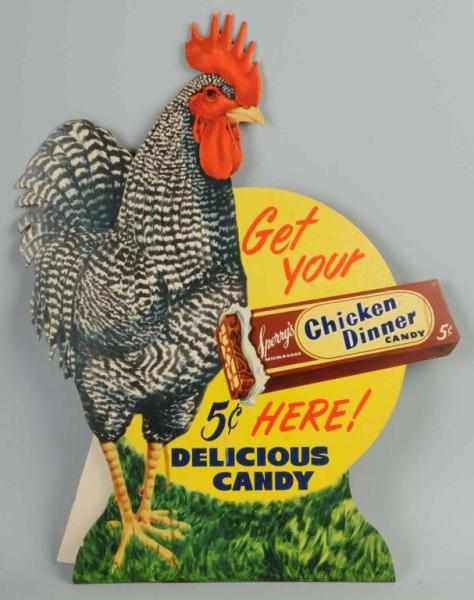 Appraisal: Cardboard Chicken Dinner Candy Sign Description Nice image of chicken