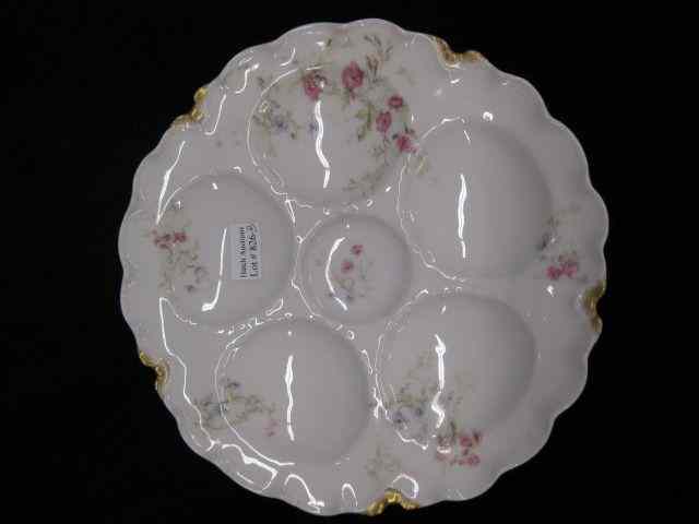 Appraisal: Haviland Limoges Porcelain Oyster Plate victorian floral sprays '' excellent