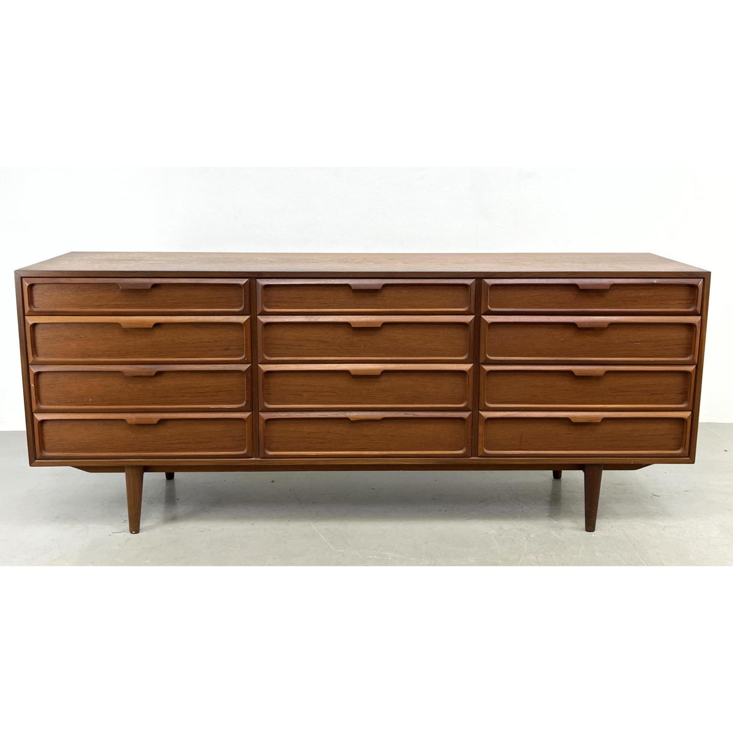 Appraisal: HOVMAND OLSEN Danish Modern Teak Dresser Credenza Drawers with Wood