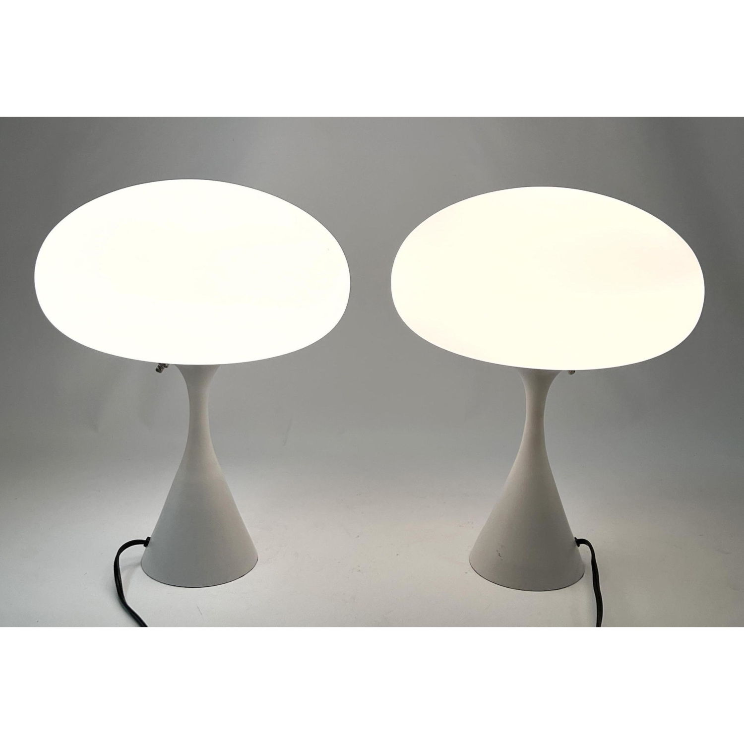 Appraisal: Pr Contemporary Stemlite Mushroom Lamps White bases Designline Taller model