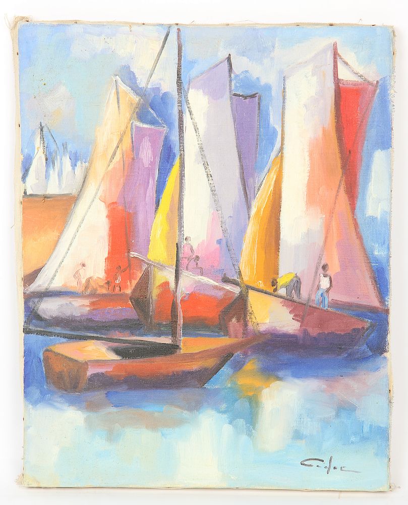 Appraisal: Dieudonne Cedor Haitian - Sailboats Dieudonne Cedor Haitian - Sailboats