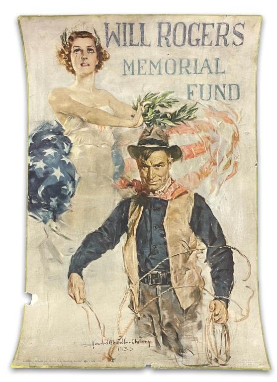 Appraisal: Will Rogers Memorial Fund Chandler Christy Poster Lithograph Small tears