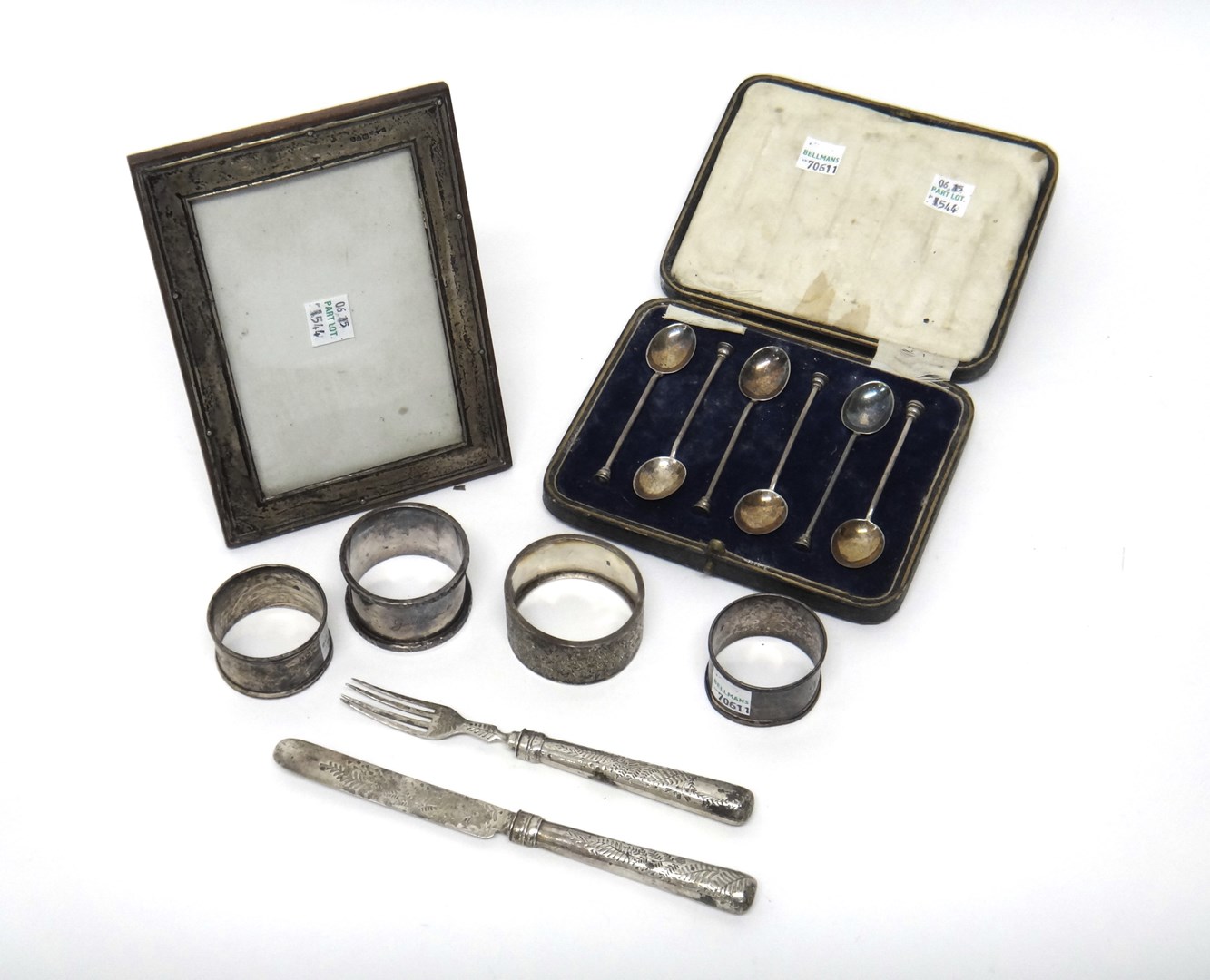 Appraisal: Silver and silver mounted wares comprising a set of six