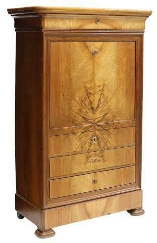 Appraisal: French Louis Philippe figured walnut fall front desk th c