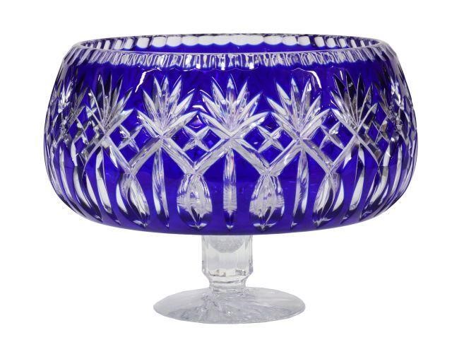 Appraisal: Bohemian cobalt-cut-to-clear crystal centerpiece bowl th c bowl with cut