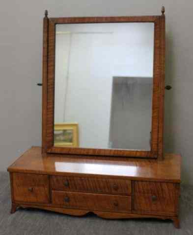 Appraisal: th Century Tiger Maple Shaving Mirror From a Sutton Place