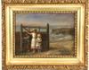 Appraisal: OOB - Three Children at a Seaside Gate by Richard