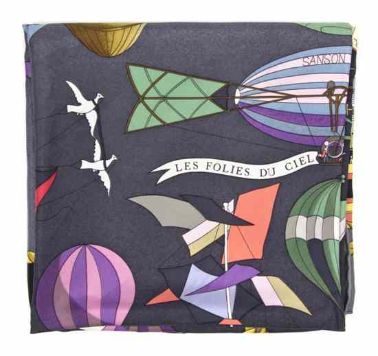 Appraisal: An Hermes Silk Scarf in a 'Les Folies du Ciel'