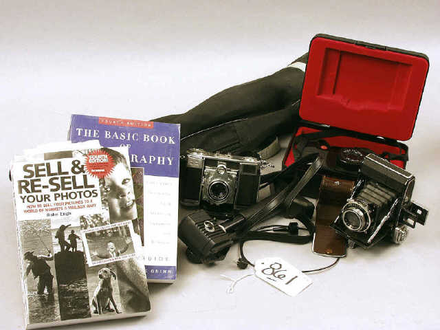 Appraisal: Box lot of cameras and accessories including Leica CA-Zoom in