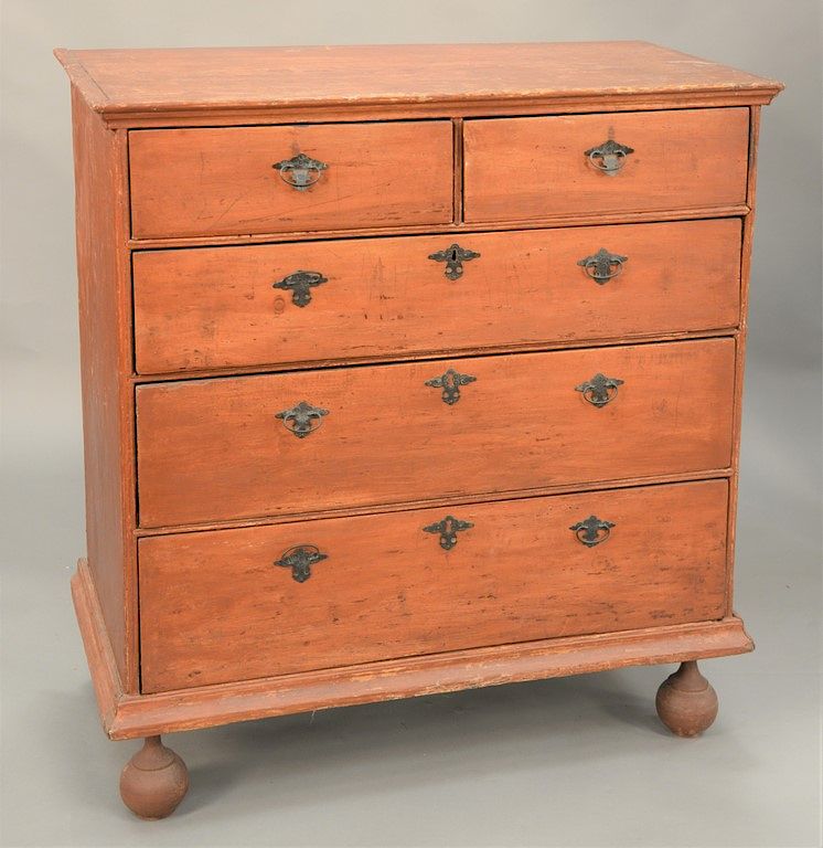 Appraisal: Queen Anne chest having molded cornice top over two top