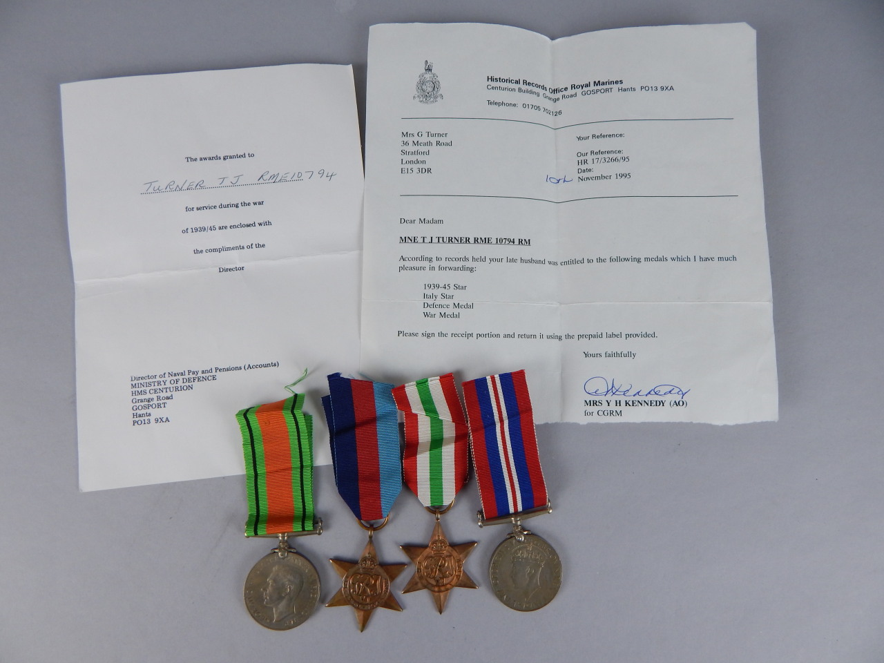 Appraisal: A group of four WWII medals awarded to a T