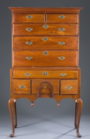 Appraisal: th c Queen Anne Highboy Possibly Massachusetts Walnut with white