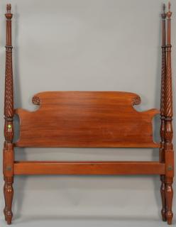 Appraisal: Fineberg mahogany four post bed with spiral turned tall posts