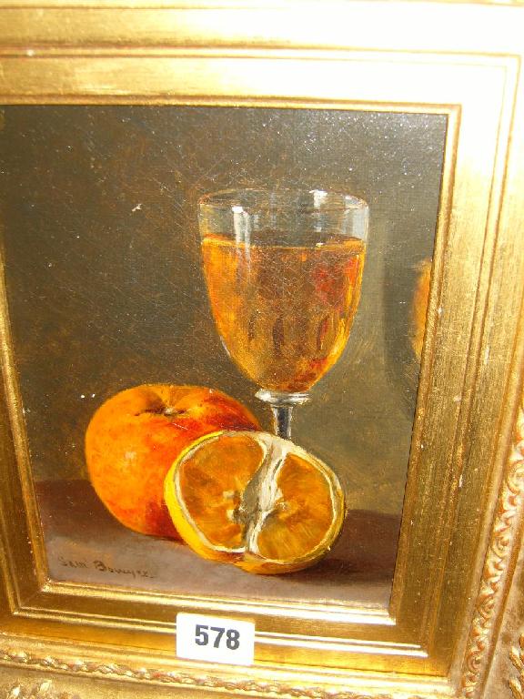 Appraisal: An oil painting on canvas of a still life with