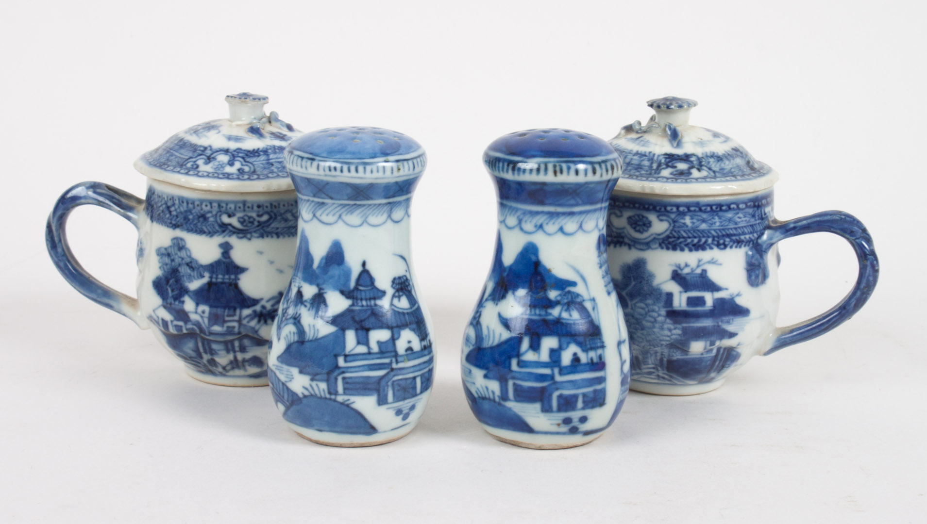 Appraisal: Four Chinese Export porcelain table articles pair of Canton blue