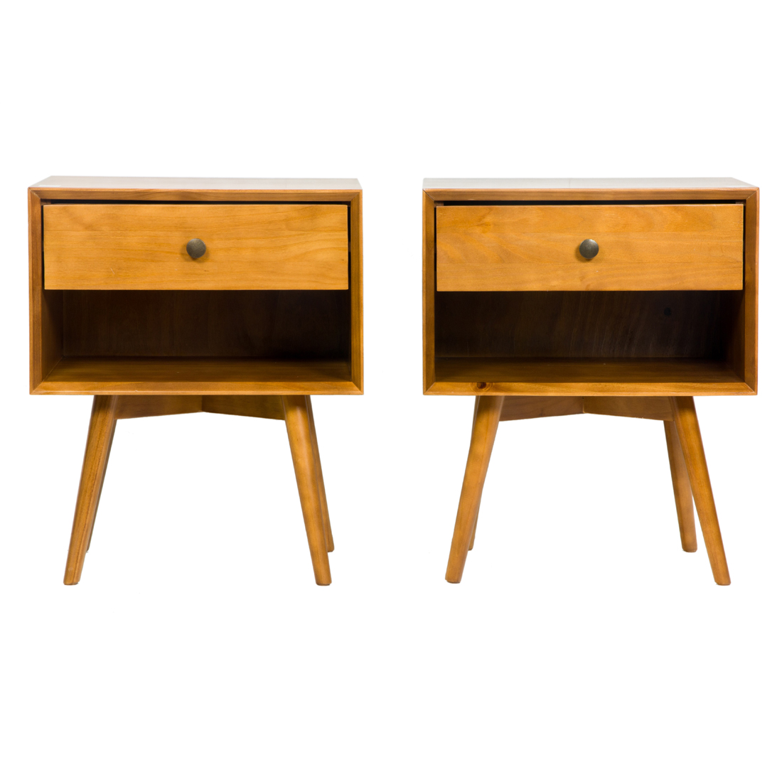 Appraisal: A PAIR OF MID-CENTURY MODERN STYLE SINGLE DRAWER OPEN NIGHTSTANDS