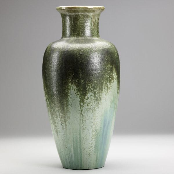 Appraisal: FULPERTall baluster vase in Leopard Skin crystalline glaze grinding chip