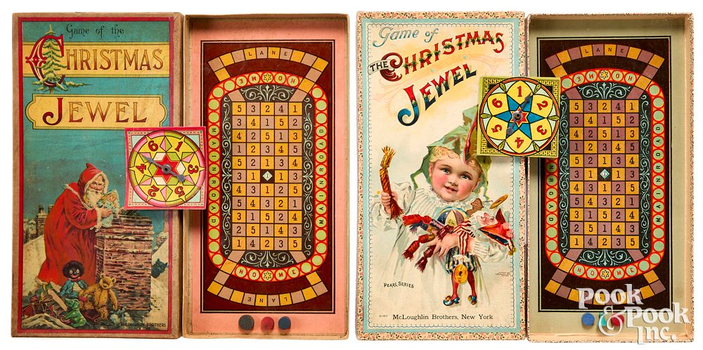 Appraisal: Two McLoughlin Bros Christmas Jewel Games Two McLoughlin Bros Christmas