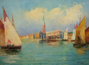 Appraisal: Fraturi Italian early-mid th century- Venetian scene oil on canvas