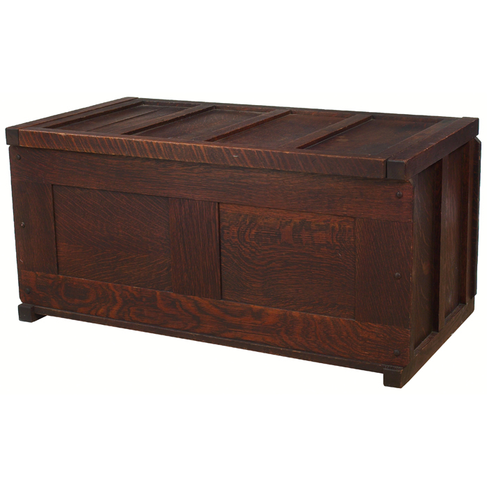 Appraisal: Arts and Crafts trunk paneled top and sides original finish