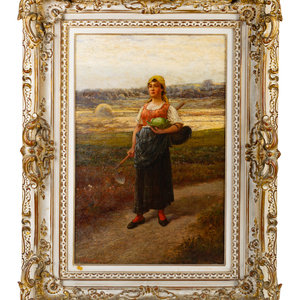 Appraisal: Artist Unknown th th Century Peasant Girl on Country Lane