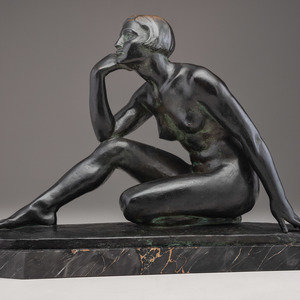 Appraisal: Lucien Charles Edouard Alliot French - Seated Art Deco Maiden