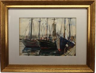 Appraisal: Henry Gasser New Jersey - Boats in a Harbor watercolor