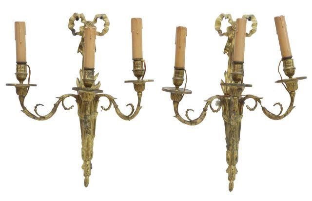 Appraisal: pair French Louis XVI style gilt bronze wall sconces late