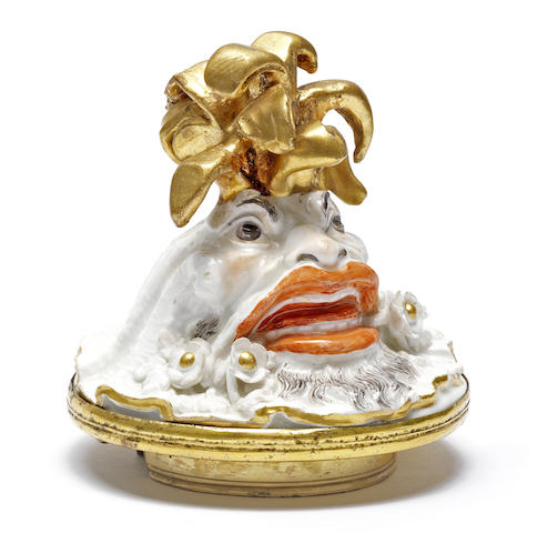 Appraisal: A very rare Meissen gilt-metal-mounted mustard pot cover from the