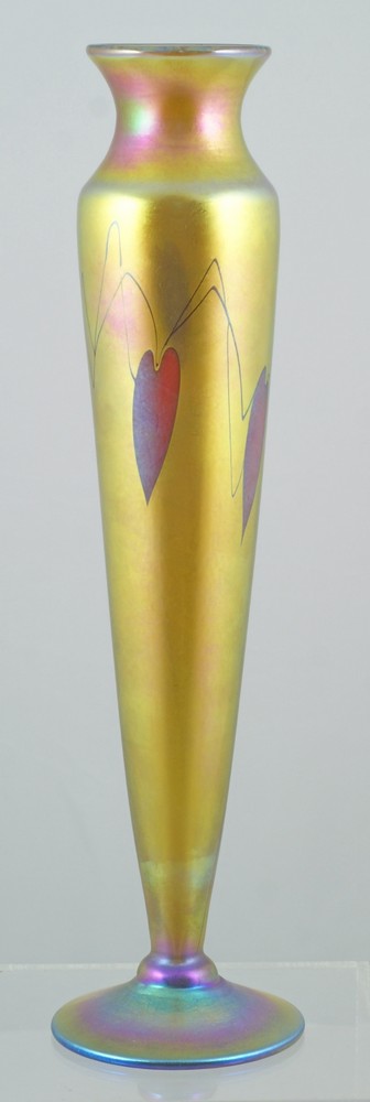 Appraisal: Lundberg Studios Favrile Art Glass Bud Vase with heart decoration