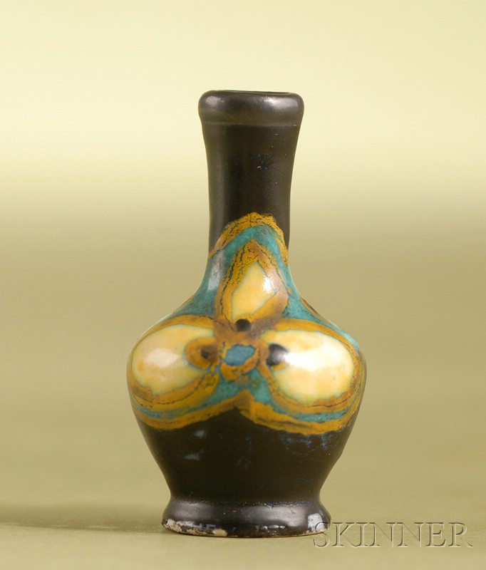 Appraisal: Miniature Rozenburg Bottle-form Vase Holland early th century enamel decorated