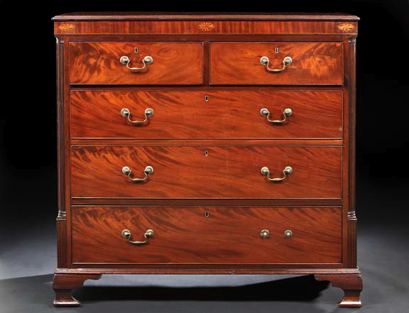 Appraisal: Late Regency Mahogany Chest mid- th century the rectangular top