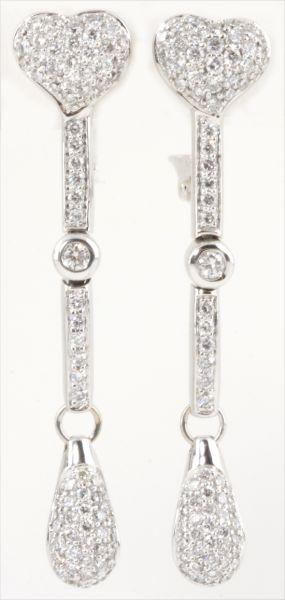 Appraisal: Diamond Drop Shaped Earrings the top in the form of