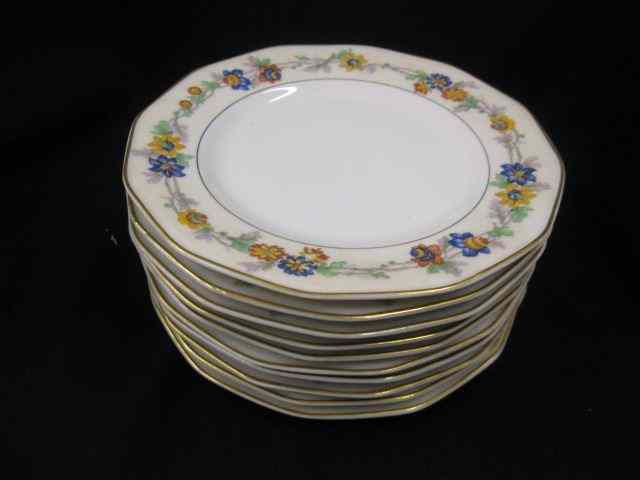 Appraisal: Theodore Haviland Porcelain Plates''Miami'' pattern flowering vine gold rim ''